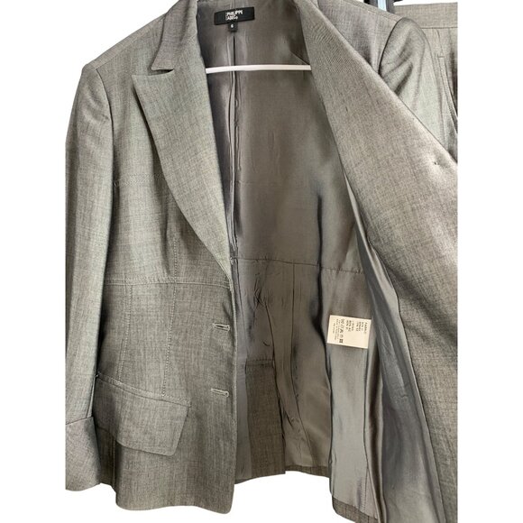 PHILIPPE ADEC Silver Gray Career Suit 2 Pc Coat Flare Pants Size 6 EUC 7191 - Picture 10 of 12